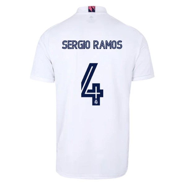 Trikot Real Madrid Heim NO.4 Sergio Ramos 2020-21 Weiß Fussballtrikots Günstig